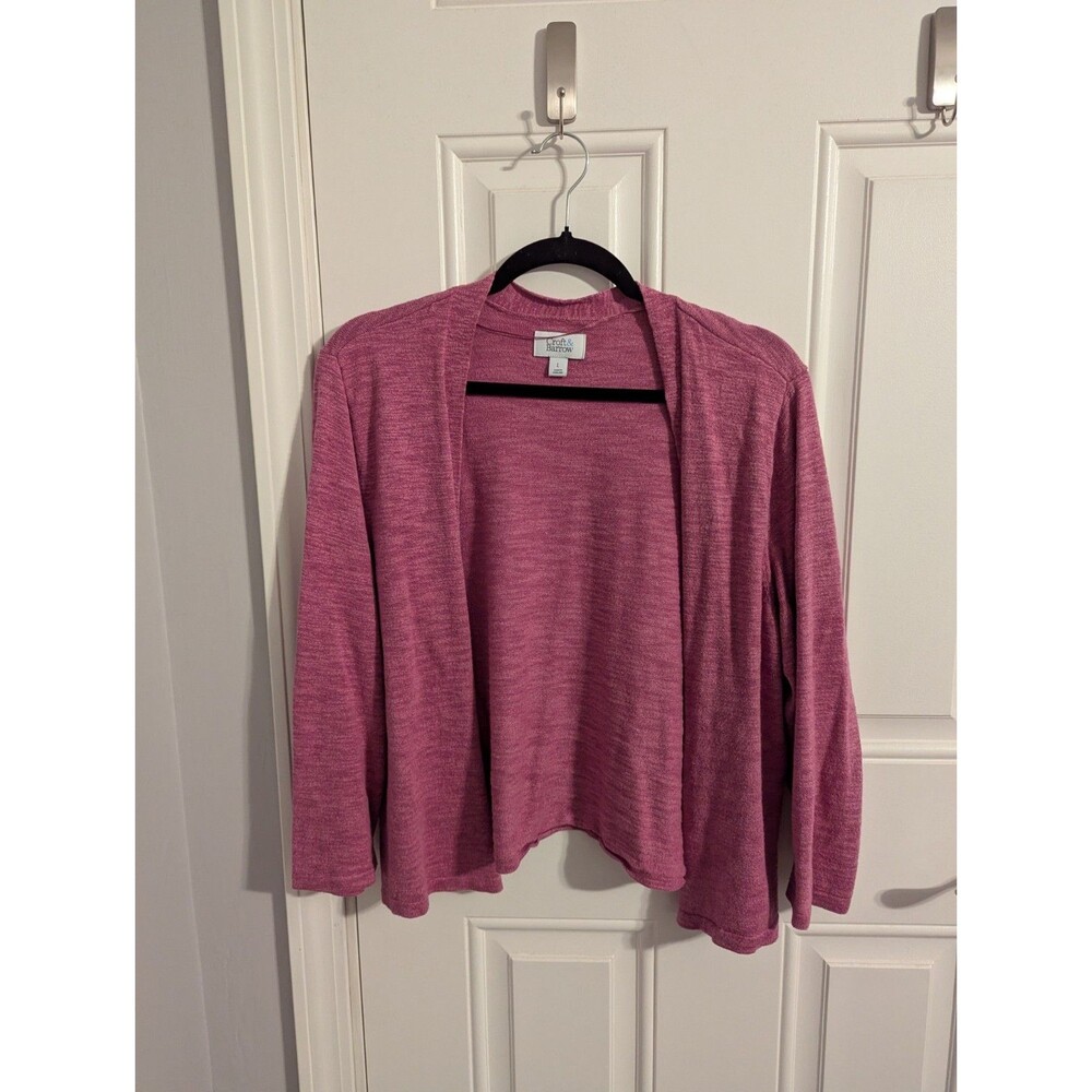 Casual, Pink Open-Front Cardigan Sweater Womens L Knit Lightweight